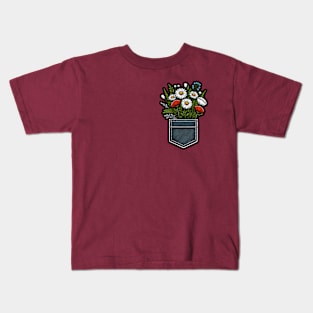 Denim Pocket Blooms - Flowers Kids T-Shirt